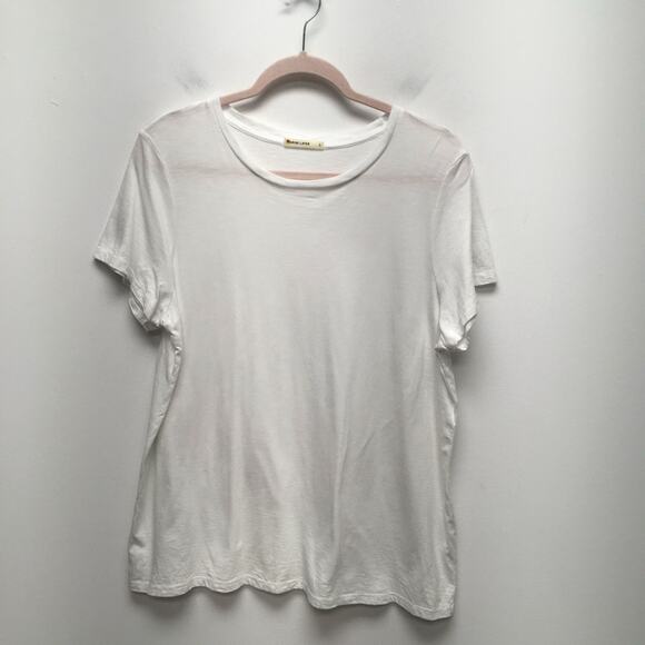 Marine Layer Women White Solid Crew Neck Long Sleeve Relaxed Fit Swing T-Shirt L - Picture 1 of 7